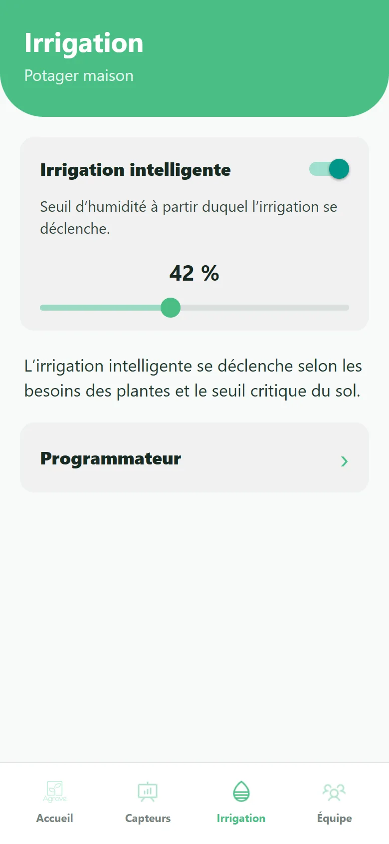 Irrigation intelligente et suivi de l’humidité du sol