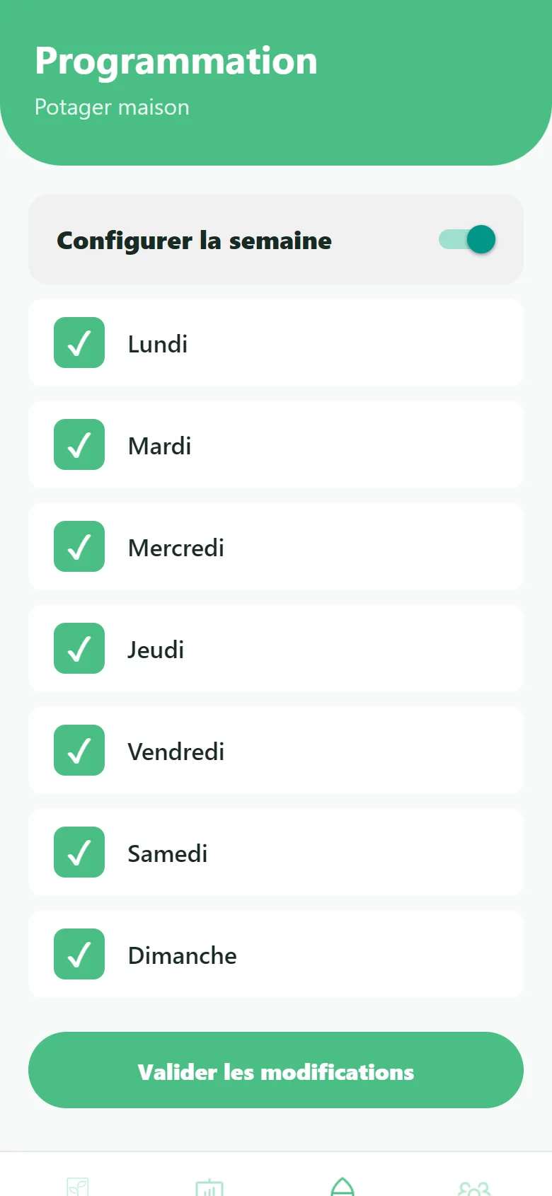Programmation hebdomadaire de l’arrosage