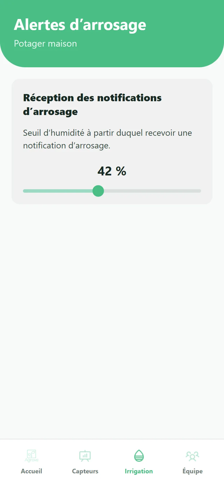 Alertes d’arrosage et seuil d’humidité