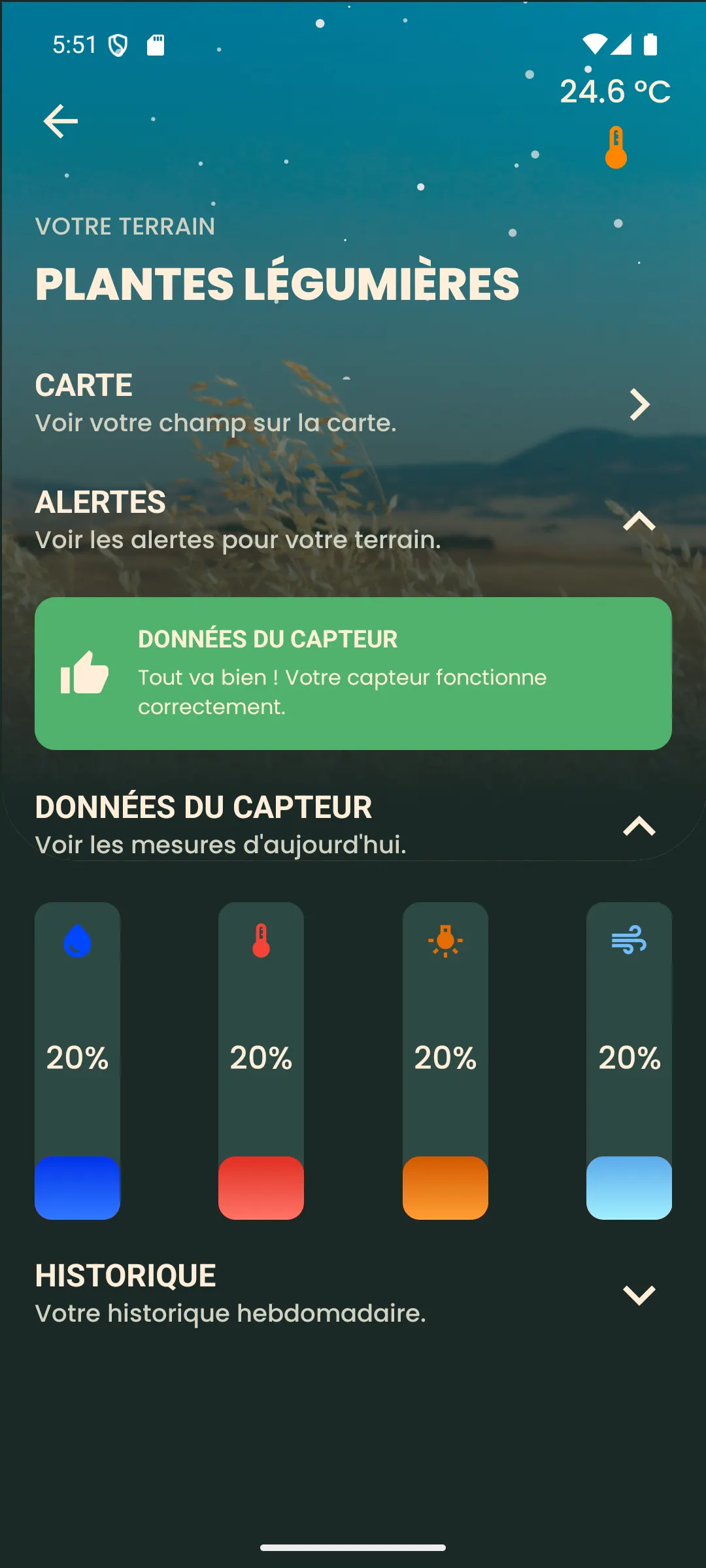 Terrain légumier sous la neige avec safe area préservée