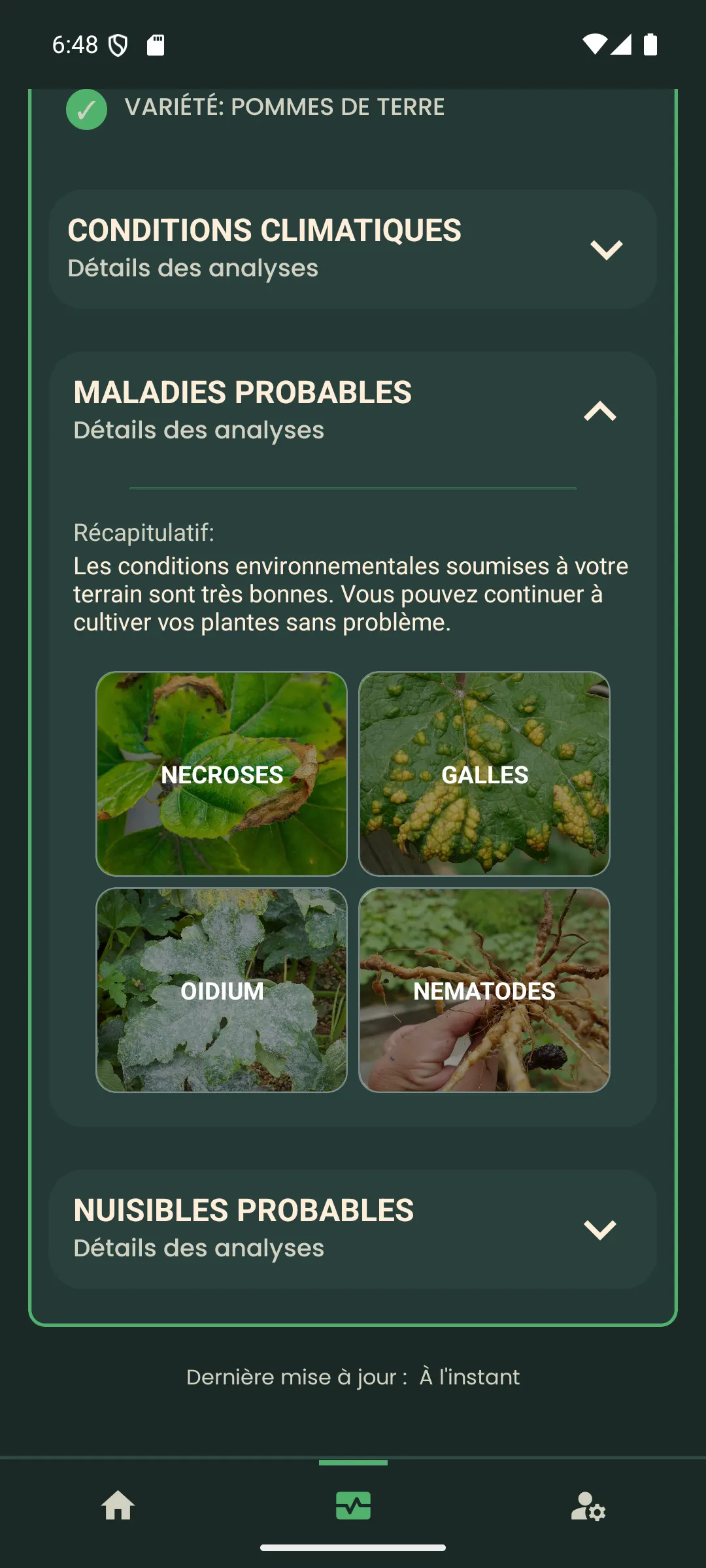Suite du dernier scan et critères d’analyse